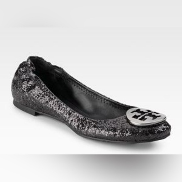 Tory Burch Shoes - Tory Burch Black Glitter Reva Ballerina Flats Sz 7.5